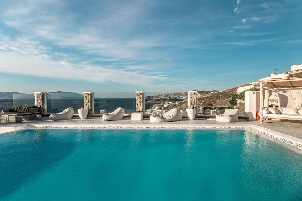 Mykonos Sea View Luxury Villa By Calypso Sunset Villas Mykonos Town Bagian luar foto