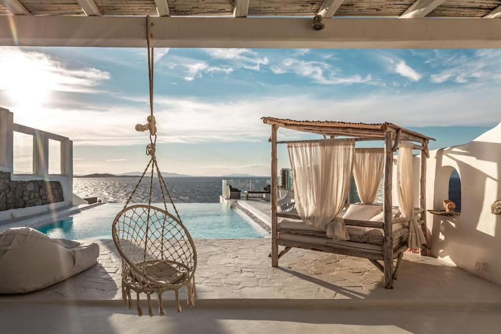 Mykonos Sea View Luxury Villa By Calypso Sunset Villas Mykonos Town Bagian luar foto