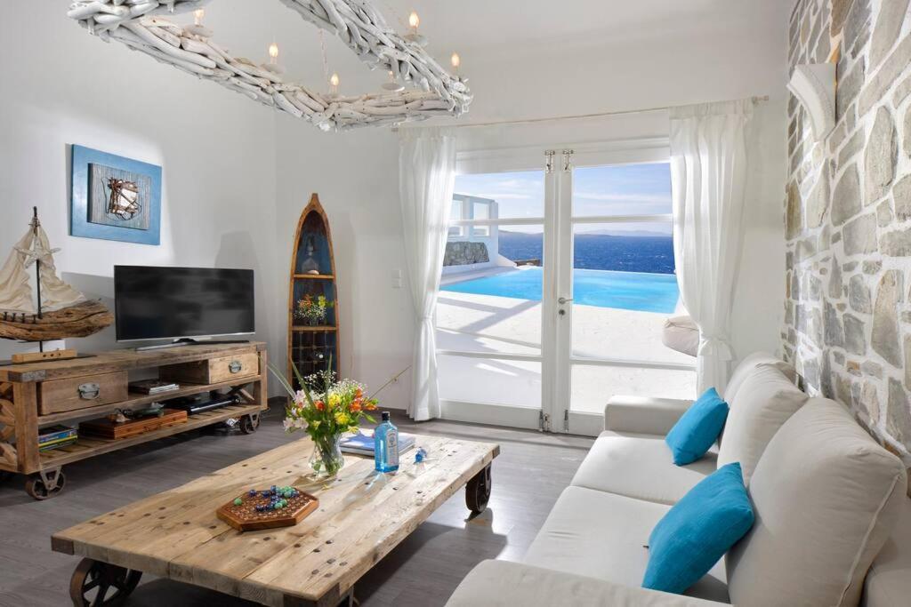 Mykonos Sea View Luxury Villa By Calypso Sunset Villas Mykonos Town Bagian luar foto