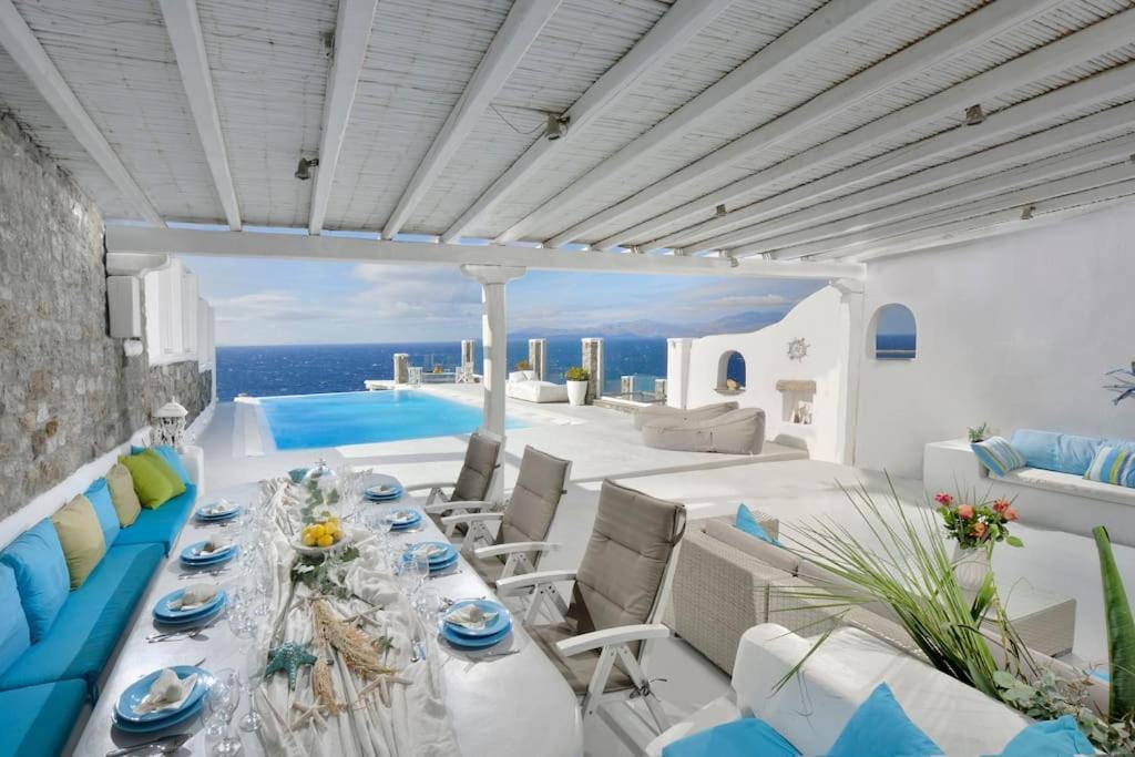 Mykonos Sea View Luxury Villa By Calypso Sunset Villas Mykonos Town Bagian luar foto