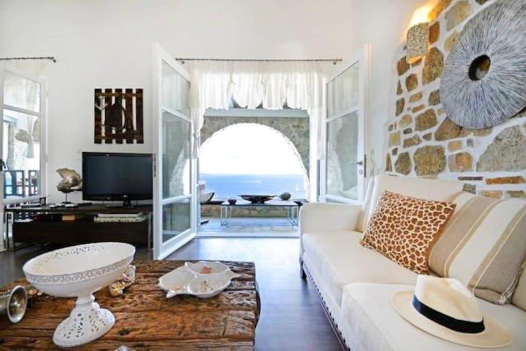 Mykonos Sea View Luxury Villa By Calypso Sunset Villas Mykonos Town Bagian luar foto