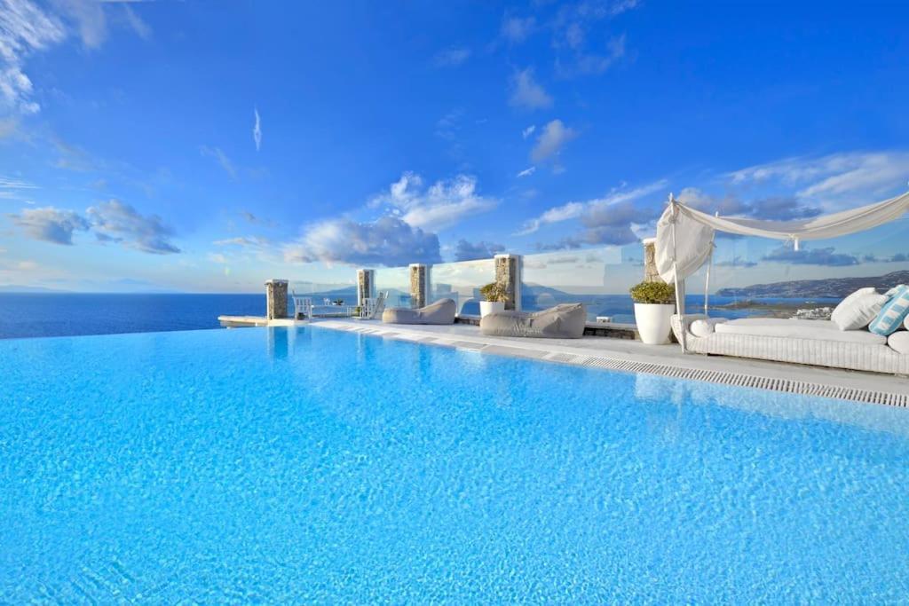 Mykonos Sea View Luxury Villa By Calypso Sunset Villas Mykonos Town Bagian luar foto