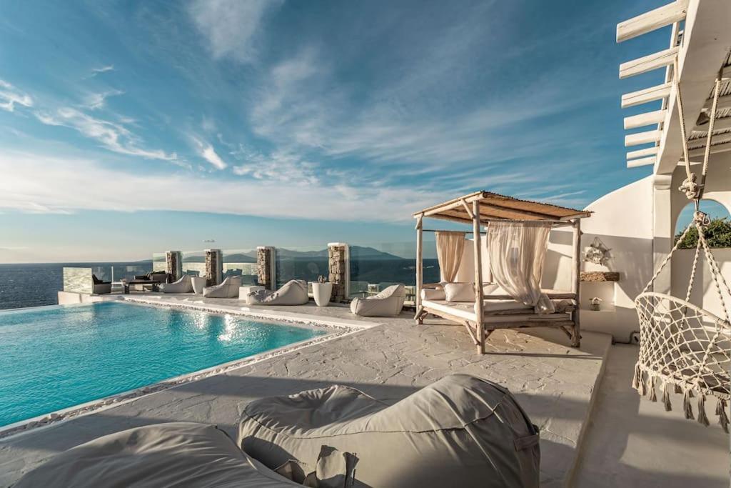 Mykonos Sea View Luxury Villa By Calypso Sunset Villas Mykonos Town Bagian luar foto