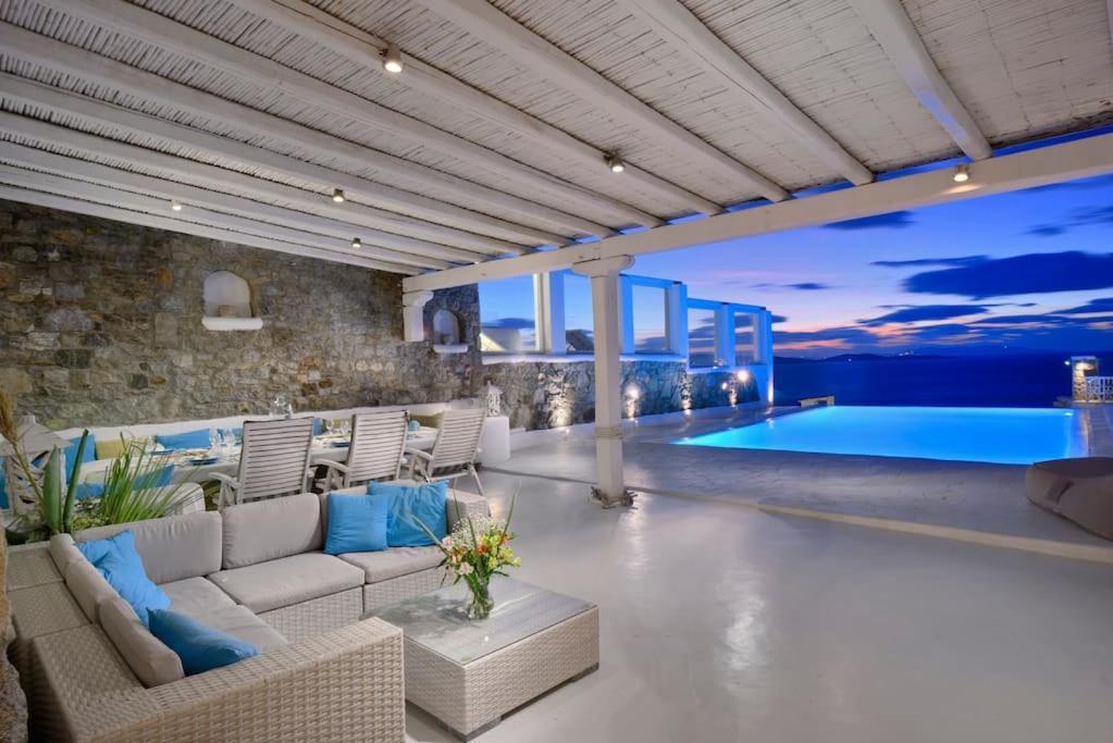 Mykonos Sea View Luxury Villa By Calypso Sunset Villas Mykonos Town Bagian luar foto